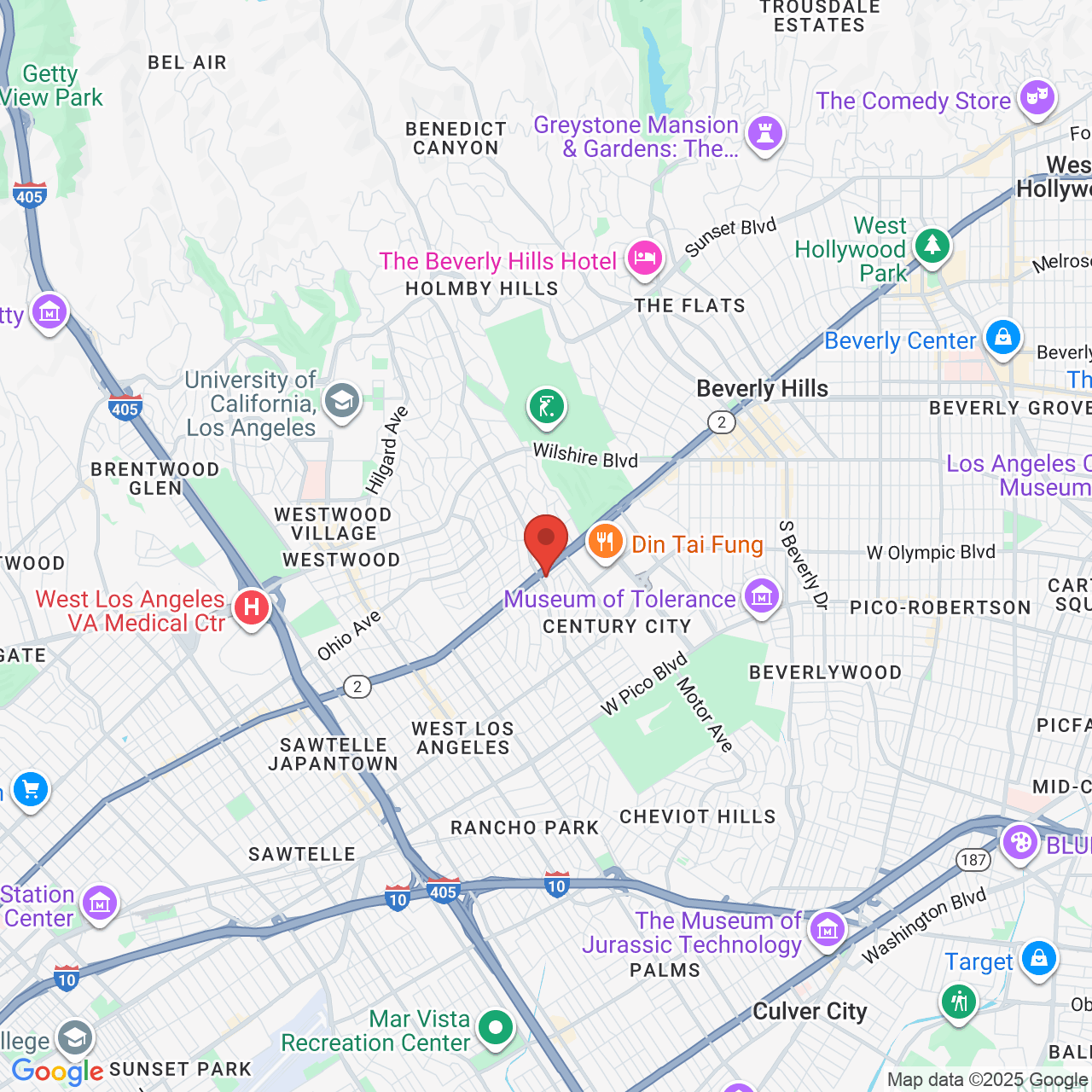 Google map image of our location in 10390 Santa Monica Blvd Los Angeles, CA